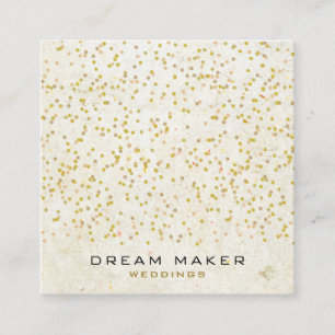 Cartão De Visita Quadrado Dourada Confetti Rustic Boho