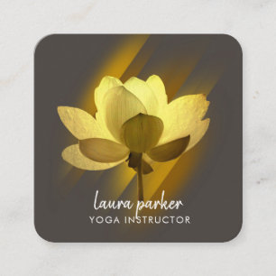 Cartão De Visita Quadrado Dourada Lotus Flower Yoga Instrutor Watercolor Art