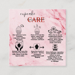 Cartão De Visita Quadrado Dourado Cuidado com Cupcake de Aquarela Moderno, C