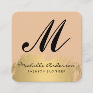 Cartão De Visita Quadrado Dourado elegante escovado Fashionista