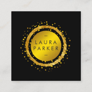 Cartão De Visita Quadrado Dourado Faux Circle Confetti Elegante Chic Designe