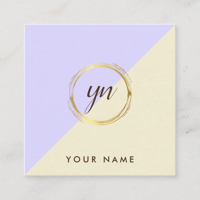 Cartão de visita quadrado Dourado geométrico lindo (Frente)