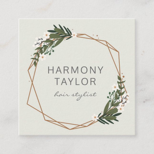 Cartão De Visita Quadrado Dourado Geométrico Moderno Elegante (Frente)