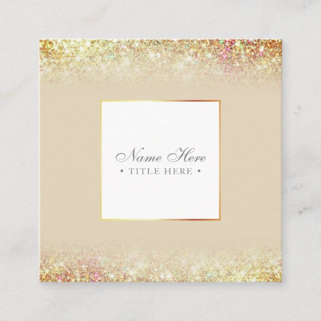 Cartão de visita quadrado Dourado Luxe na moda (Frente)