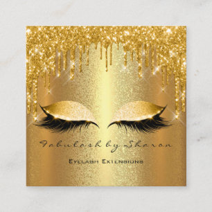Cartão De Visita Quadrado Dourado Spark Makeup Artist Lashes Logotipo Lux