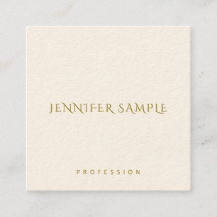 Cartão De Visita Quadrado Dourado Texto Personalizado Modelo elegante Quadra