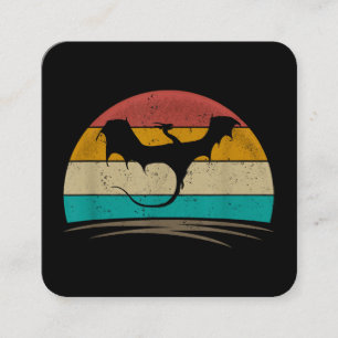 Cartão De Visita Quadrado Dragão Camisa Retro Dragão Vintage Criador Mítico