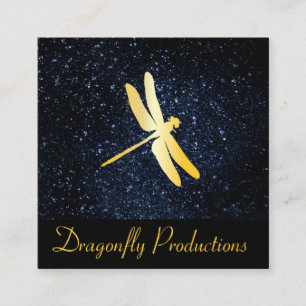 Cartão De Visita Quadrado Dragonfly Ouro / Céu Noturno