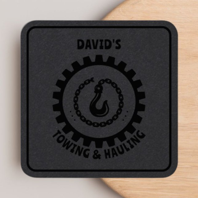 Cartão De Visita Quadrado Driver de serviço de reboque profissional preto (Criador carregado)