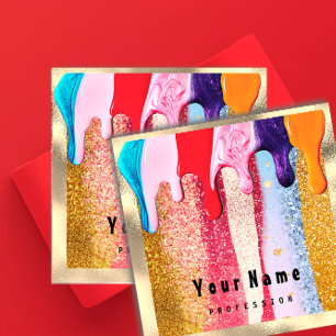 Cartão De Visita Quadrado Drivers de logotipo Dourado de maquilhagem Nais pr