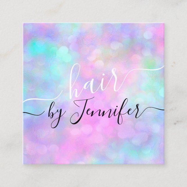 Cartão De Visita Quadrado Drives 6 Punches Cabeçalho Maqueamento Holográfico (Frente)