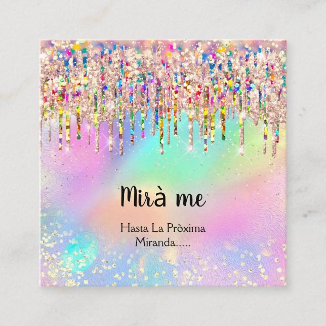 Cartão De Visita Quadrado Drives de Foto do Hológrafo do Makeup Artist Lash  (Frente)