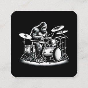 Cartão De Visita Quadrado Drummer Bigfoot Sasquatch Tocando Tambores Músico
