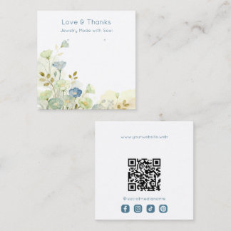 Cartão De Visita Quadrado Dusty Blue Wildflowers Jewelry Display TMF26
