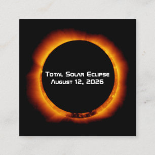 Cartão De Visita Quadrado Eclipse Total do Sol de 2026