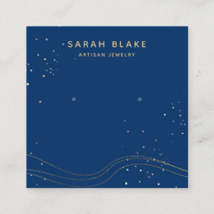 Cartão De Visita Quadrado Ecrã Dourado Azul