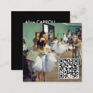 Cartão De Visita Quadrado Edgar Degas - A Classe de Dança - Código QR