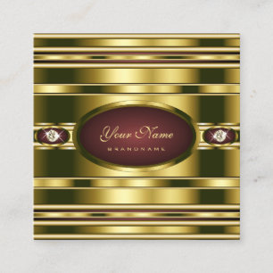 Cartão De Visita Quadrado Efeito Dourado do luxo com Burgundy e Diamantes Fa