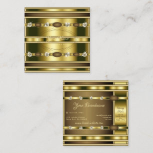Cartão De Visita Quadrado Efeito Dourado do luxo com Shimmery Faux Rhineston