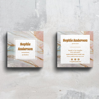 Cartão De Visita Quadrado Elegant Blush & Gold Marble Square Business Card