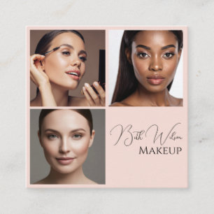 Cartão De Visita Quadrado Elegant Blush Rosa Beleza Negócios Foto Quadrada
