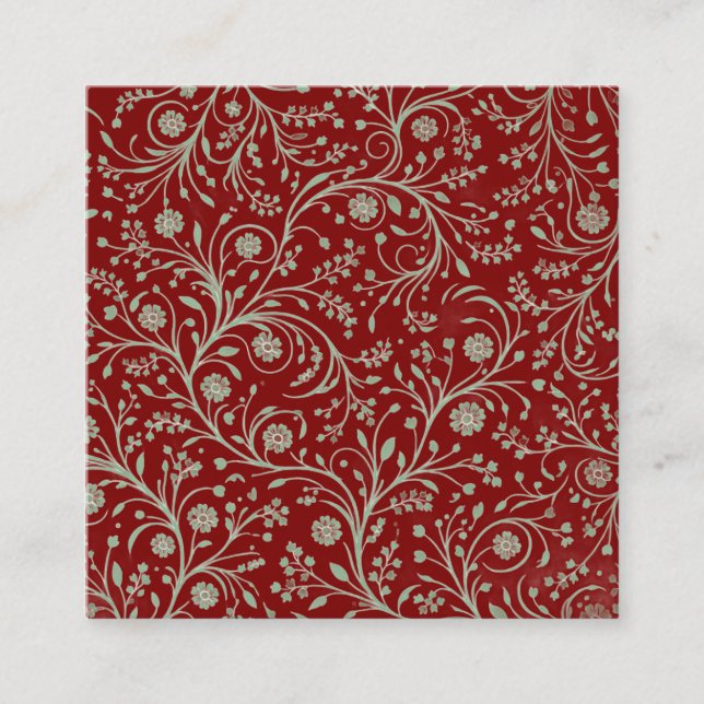 Cartão De Visita Quadrado Elegant Botanical Floral Pattern – Minimal Nature  (Frente)