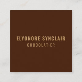 Cartão De Visita Quadrado Elegant Brown Chocolatier Social Logo QR Code 