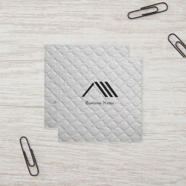 Cartão De Visita Quadrado Elegant Modern Classy Logo Ivory White (Frente/Verso In Situ)