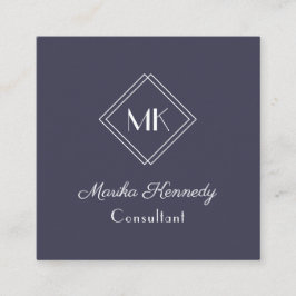 Cartão De Visita Quadrado Elegant Slate Grey Professional Monogram