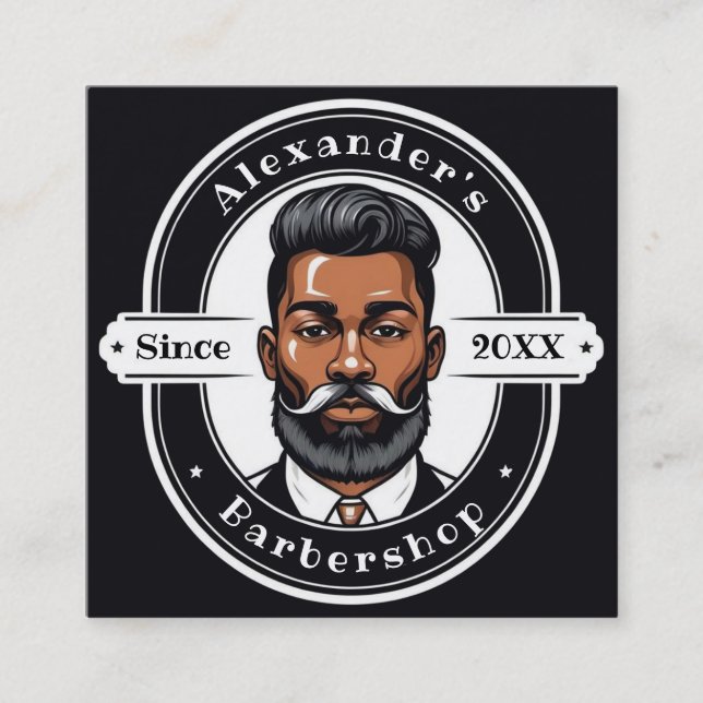 Cartão De Visita Quadrado Elegante Afro-Americano Personalize (Frente)