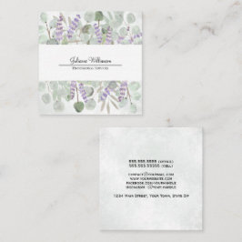 Cartão De Visita Quadrado Elegante Aquarela Eucalyptus e Lavanda