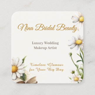 Cartão De Visita Quadrado Elegante Daisy Floral Wedding Artista