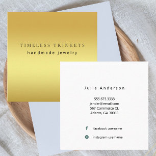 Cartão De Visita Quadrado Elegante Dourado Jewelry Designer
