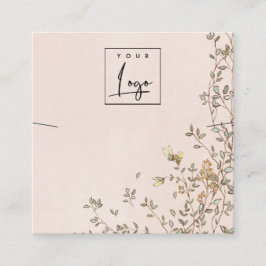 Cartão De Visita Quadrado Elegante Dusky Floral Blush Logo Necklace Display