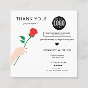 Cartão De Visita Quadrado Elegante e obrigado floral chic para você