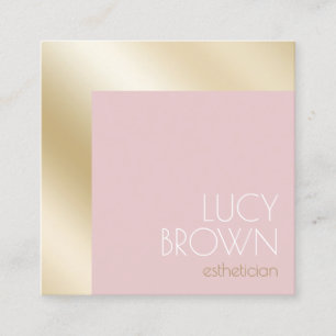 Cartão De Visita Quadrado Elegante esteticista de ouro e rosa