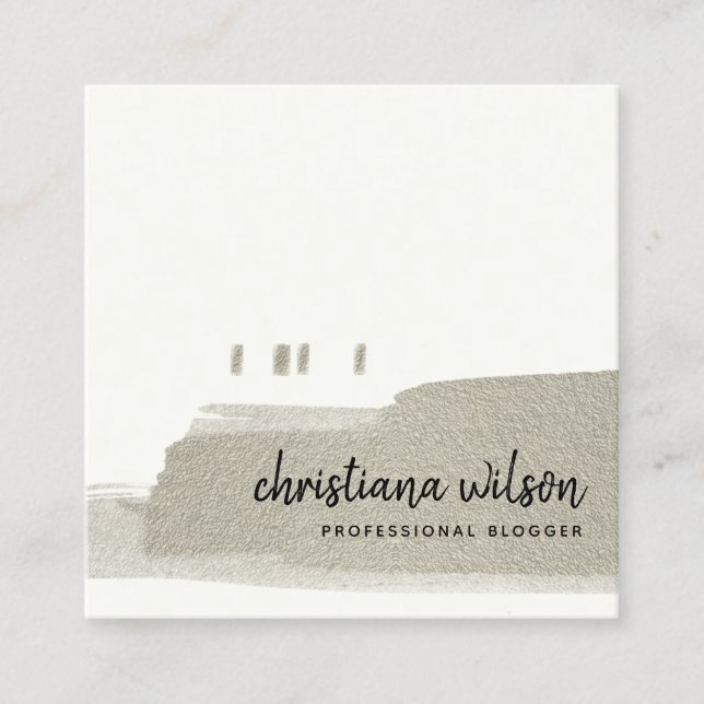 CARTÃO DE VISITA QUADRADO ELEGANTE FAUX SILVER BLACK STROKE CALLIGRAPHY (Frente)