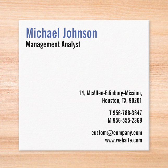 Cartão De Visita Quadrado Elegante Legal Simples e Profissional Personalizad (Custom Professional Modern Simple Cool Elegant Square Business Card)