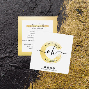 Cartão De Visita Quadrado Elegante Logotipo Chic Pintura Swash Estilista Per