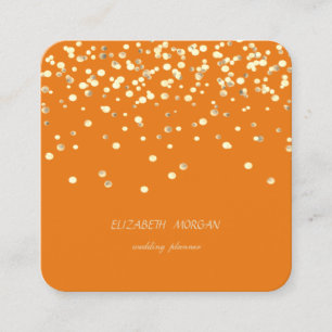Cartão De Visita Quadrado Elegante Minimalista Sofisticada, Confete Dourado 