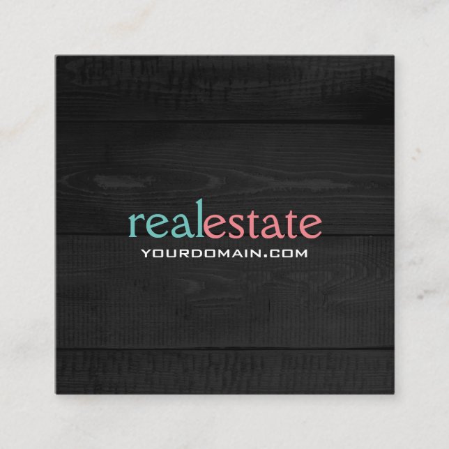 Cartão De Visita Quadrado Elegante Mínimo Moderno da Madeira cinza (Frente)