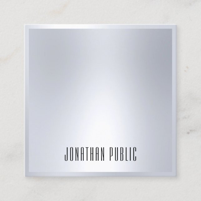 Cartão De Visita Quadrado Elegante Modelo moderno de prata profissional (Frente)