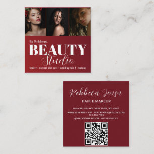 Cartão De Visita Quadrado Elegante Moderno Portfólio Fotográfico Beauty Salo
