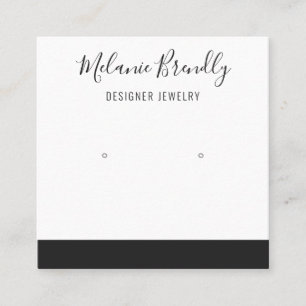 Cartão De Visita Quadrado Elegante Name Black White Jewelry Earring Display
