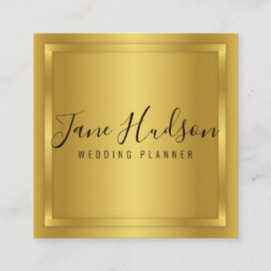 Cartão De Visita Quadrado Elegante Ouro Minimalista Editável 3.5x2.5 Negócio