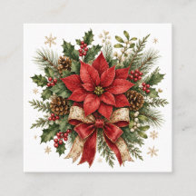 Elegante Poinsettia de Natal Vintage Azevinho Pinh