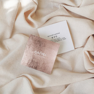 Cartão De Visita Quadrado Elegante rosa de ouro branco minimalista quadrado