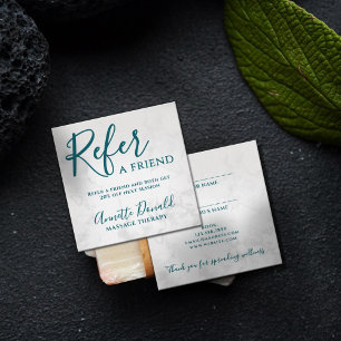 Cartão De Visita Quadrado Elegante spa e bem-estar em mármore branco