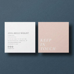Cartão De Visita Quadrado Elegante   Tipografia moderna minimalista rosa sim