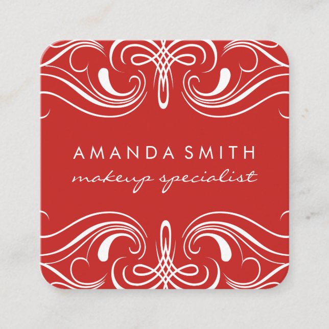 Cartão De Visita Quadrado Elementos para ricos vermelhos (Frente)